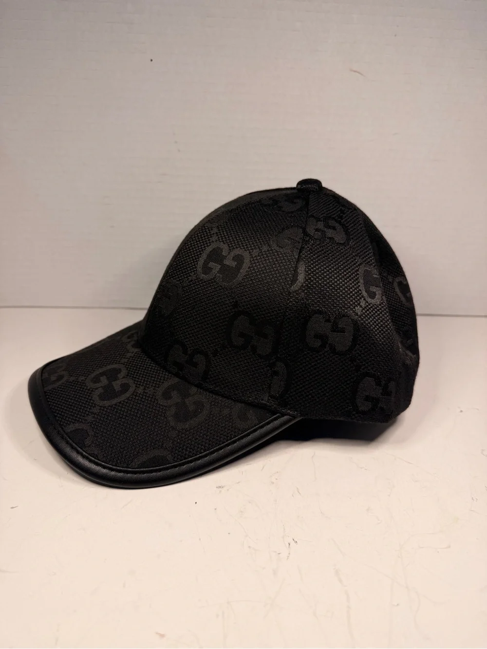 Title Gucci Black GG Monogram Nylon Baseball Cap